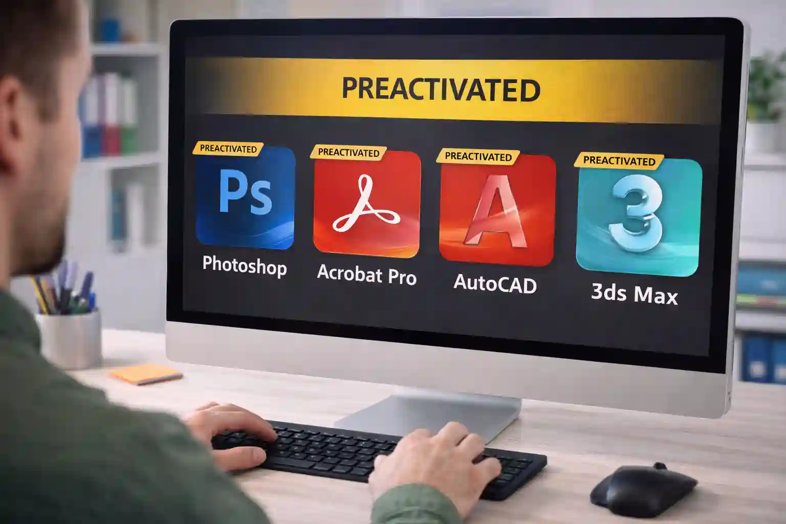 preactivated Adobe Photoshop Acrobat Pro AutoCAD 3ds Max